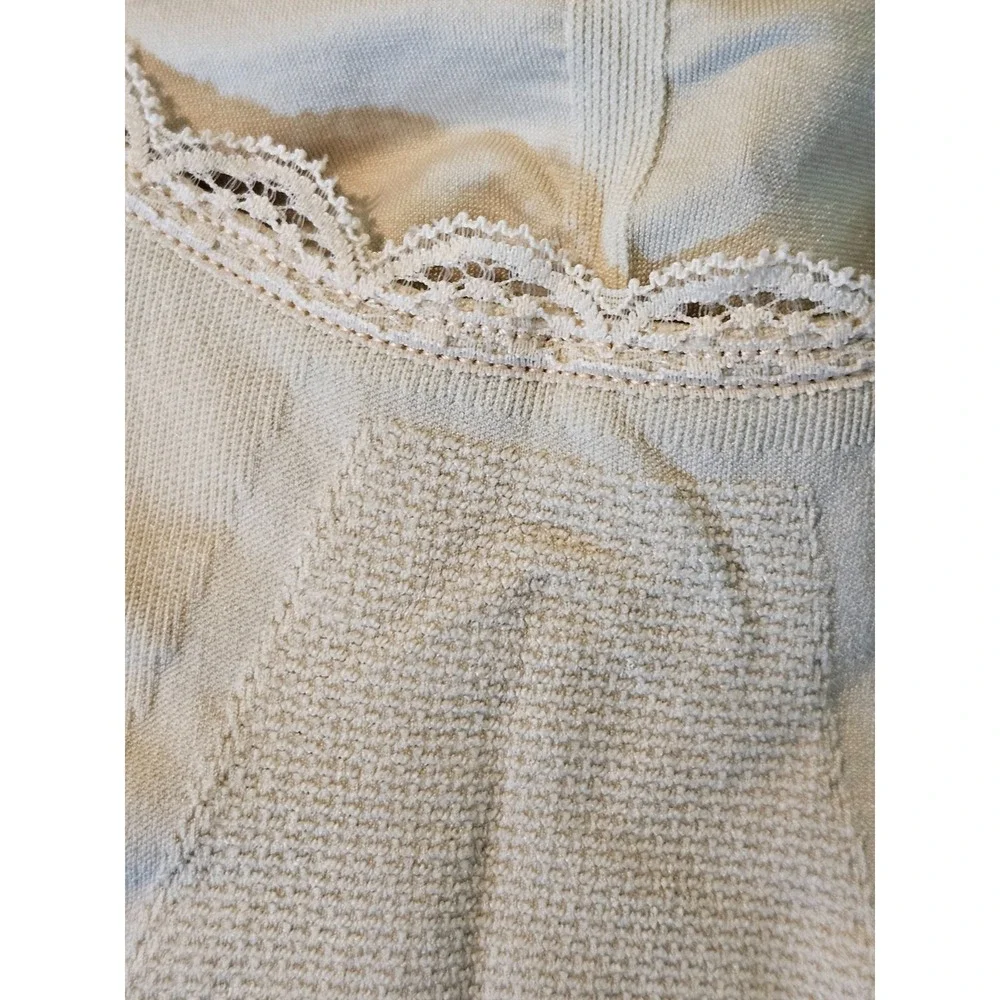 Cara Mia Womens Sz L Lace Front Beige T Shirt‎ Bra Wrapped Front